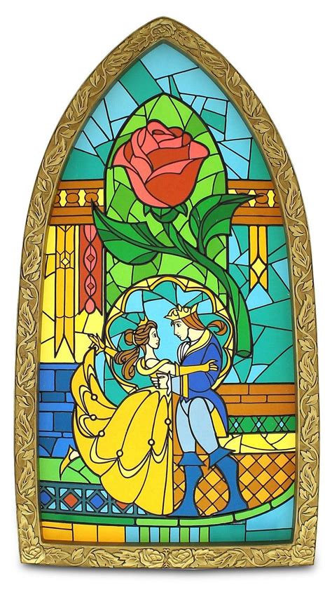 beauty and the beast stained glass window